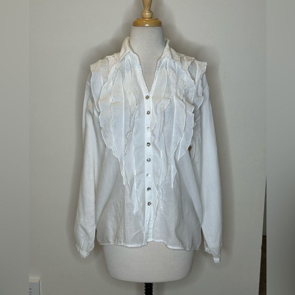 JP and Mattie Sundance Blanchard Ruffle Top Lightweight Cotton M